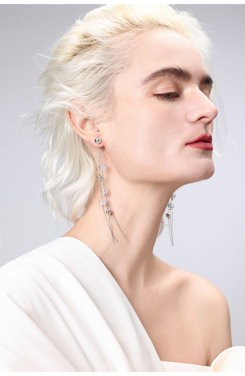 Classicharms FrostLily Azeztulite Crystal and Bead Drop Earrings, Alternate, color, Silver