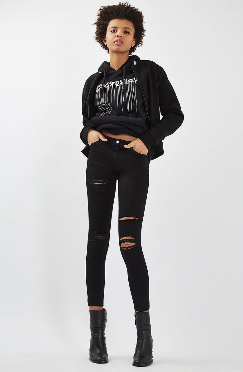 Topshop MOTO Leigh Super Rip Jeans, Alternate, color, 