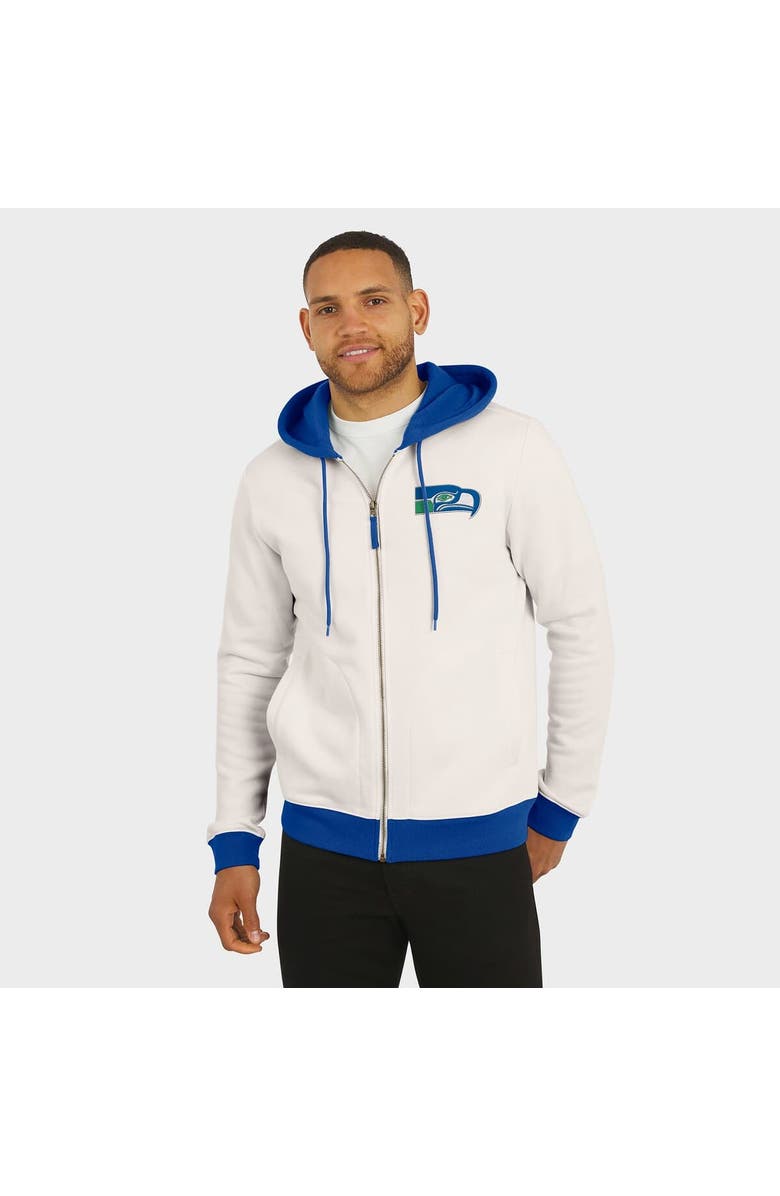 Darius Rucker Collection by Fanatics Men's Darius Rucker Collection by Fanatics Cream Seattle Seahawks Distressed Graphics Full-Zip Hoodie, Alternate, color, Cream