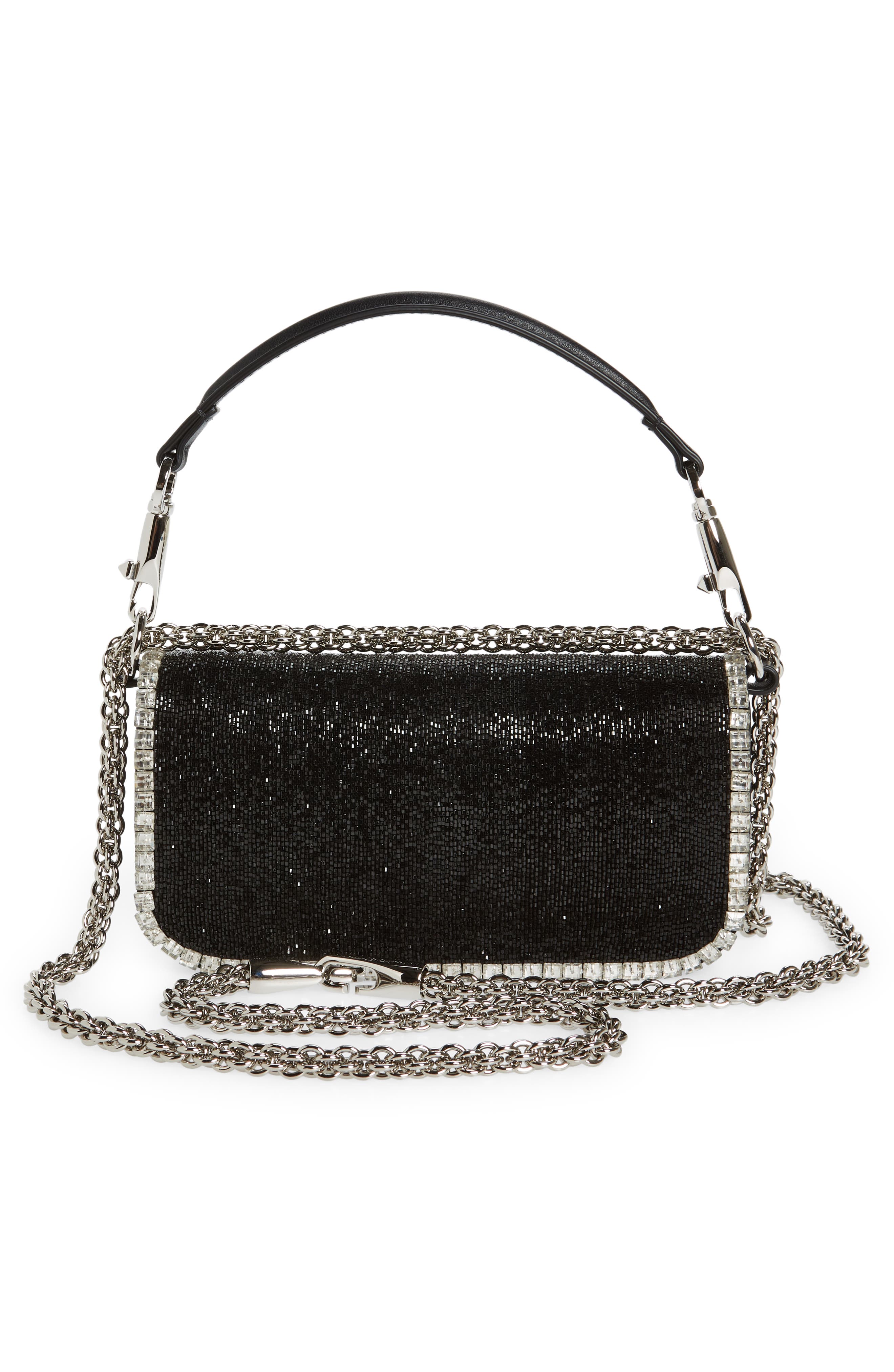 Valentino Garavani Locò Crystal Embellished Beaded Shoulder Bag, Alternate, color, 