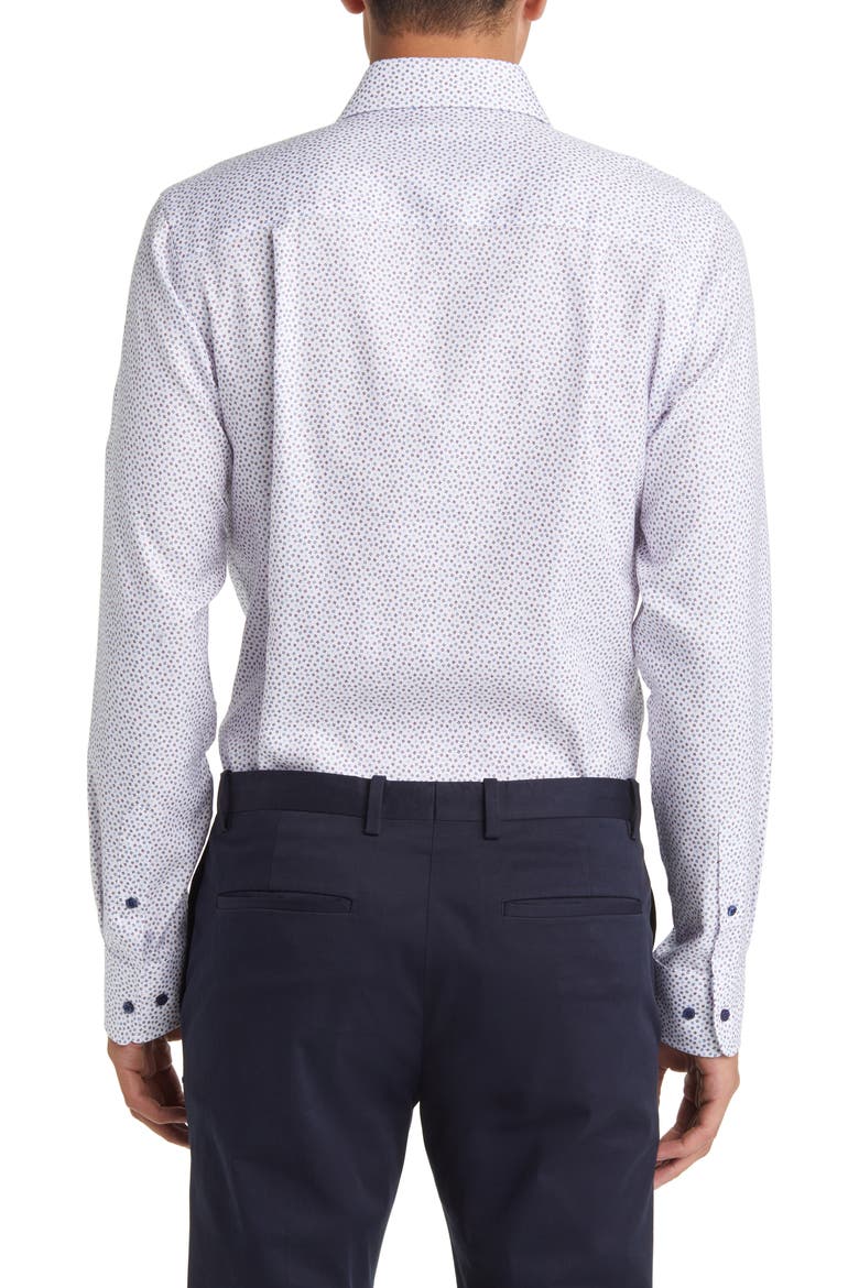Trim Fit Tossed Square Print Dress Shirt, Alternate, color, WHITE/ MERLOT