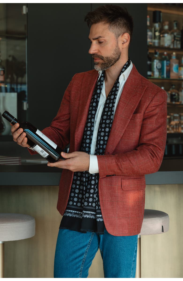 Elizabetta Botticelli - Slim Silk Scarf for Men, Alternate, color, Black