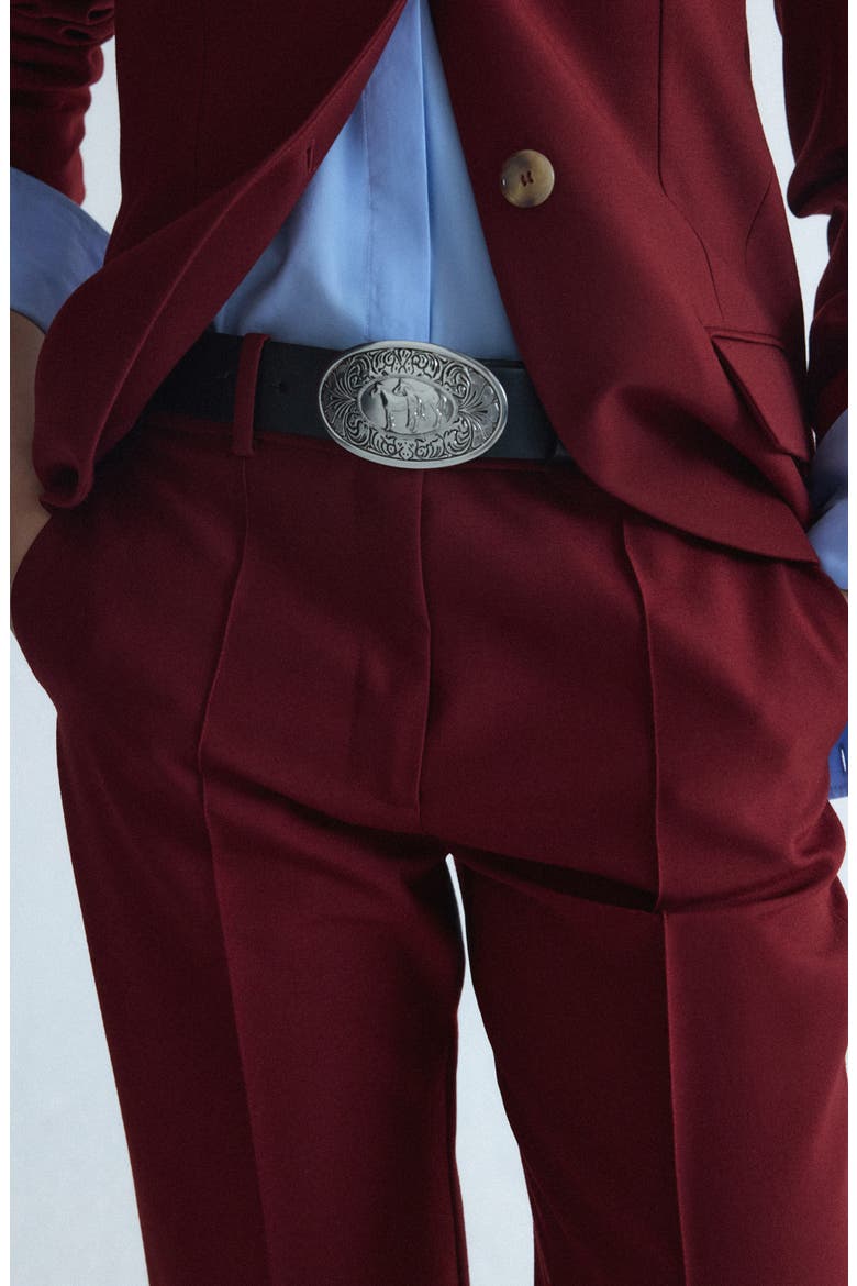 Wool Blend Straight Leg Suit Pants, Alternate, color, WINE