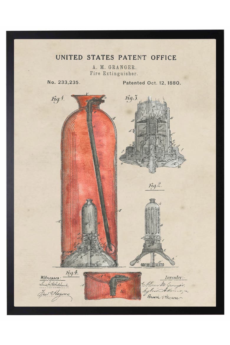 Fire Extinguisher Patent in Black Frame, Main, color, No Color
