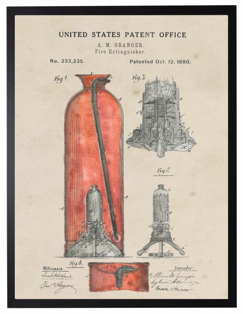 Fire Extinguisher Patent in Black Frame