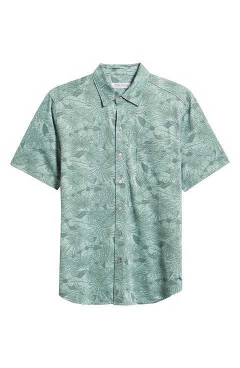 San Lucio Villa Evora IslandZone® Knit Short Sleeve Cotton Blend Button-Up Shirt