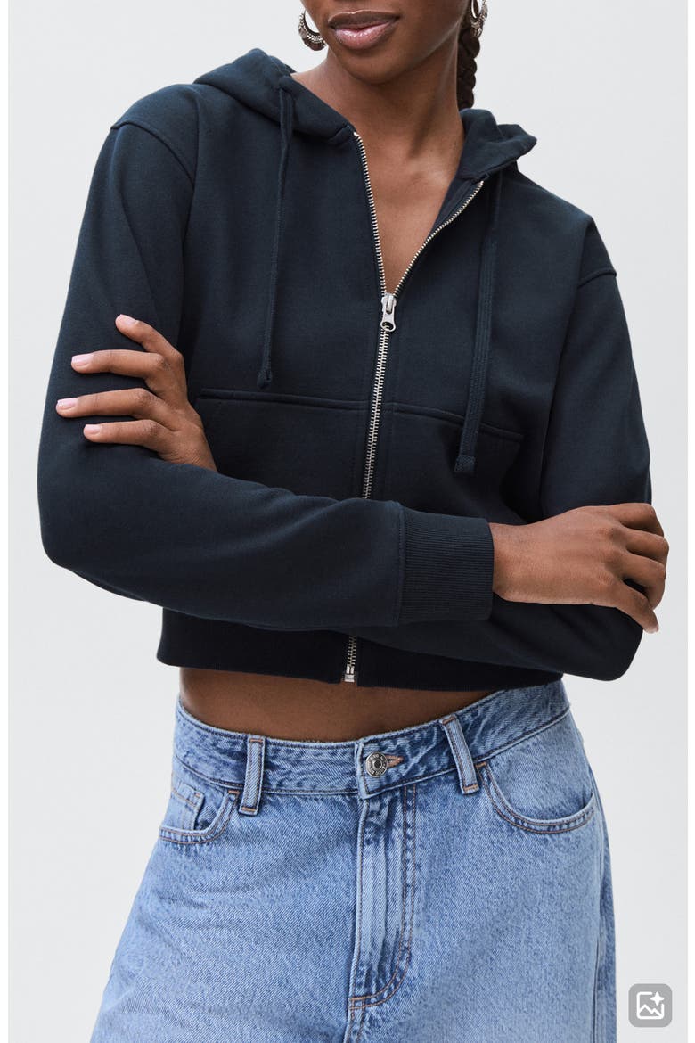 Shrunken Zip Hoodie, Main, color, NAVY