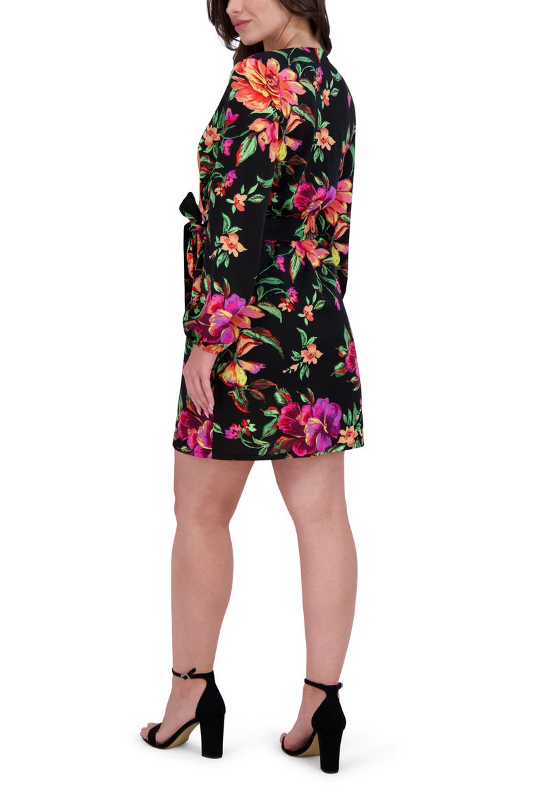 Long Sleeve Wrap Dress, Alternate, color, BLACK MULTI