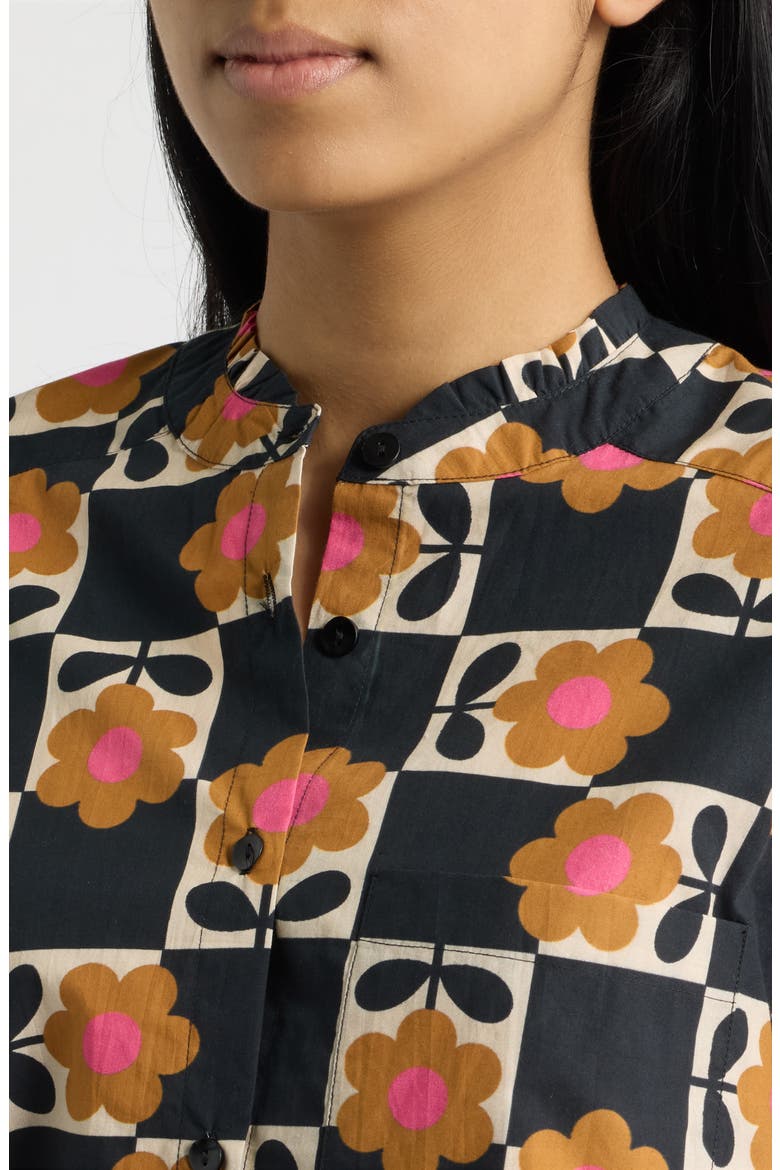 Floral Cropped Shirt with Ruffle Detail, Alternate, color, HOT COCOA BLOOM