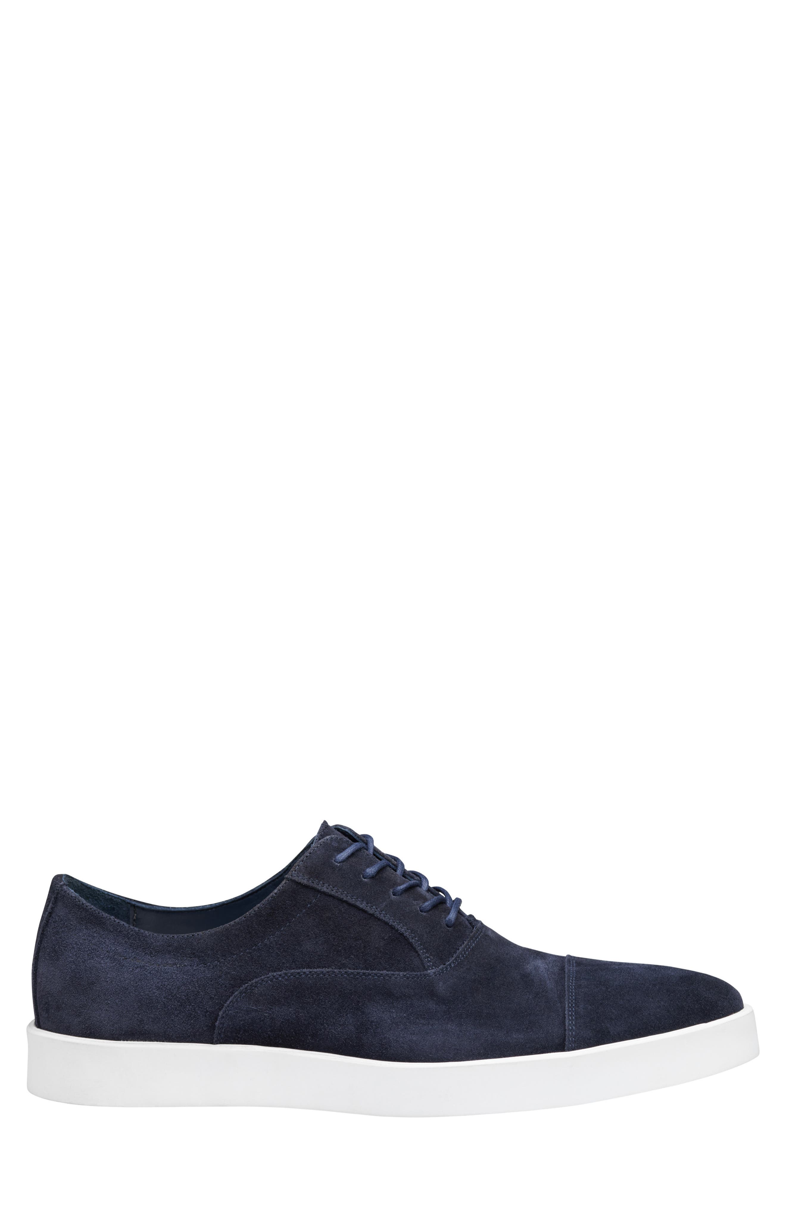 Johnston & Murphy Bolivar Cap Toe Water Resistant Sneaker, Alternate, color, Navy Italian Suede