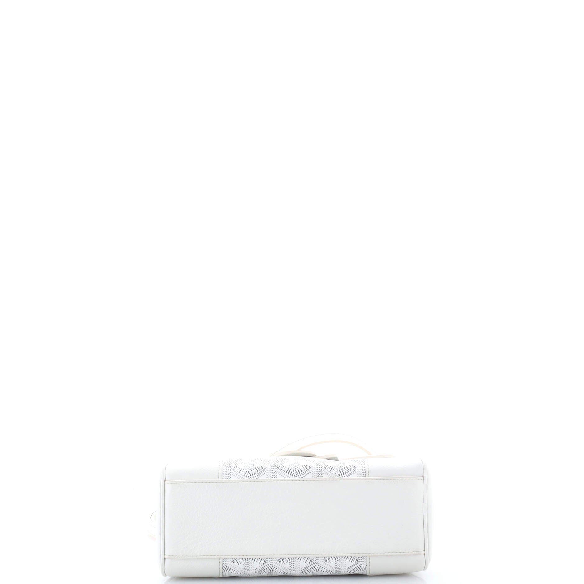 Pre-Owned Goyard Saigon Top Handle Bag Coated Canvas with Leather Mini, Alternate, color, White