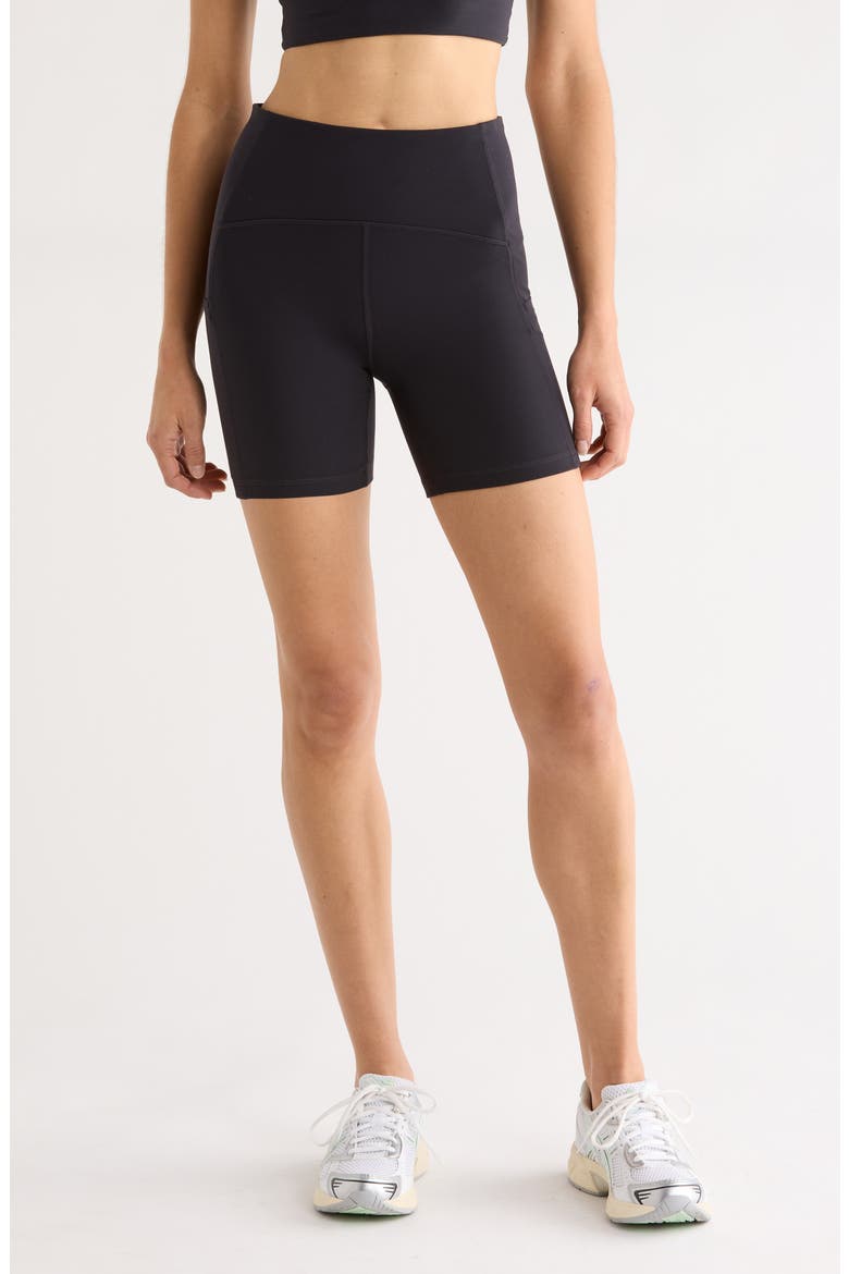 Studio Luxe Pocket Bike Shorts, Main, color, BLACK