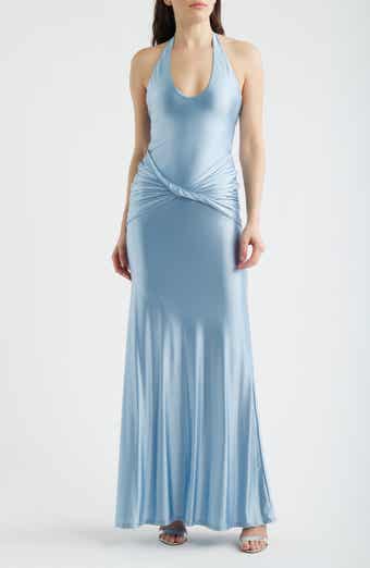 Soraya Halter Neck Satin Jersey Gown