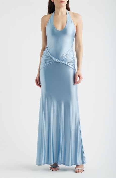 Soraya Halter Neck Satin Jersey Gown