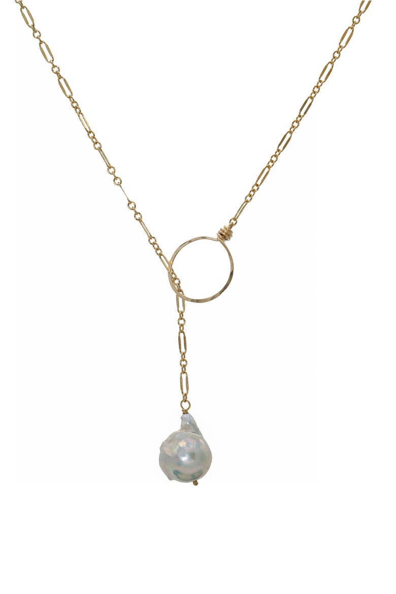 Amy Lariat, Main, color, 14K Gold Filled / Pearl