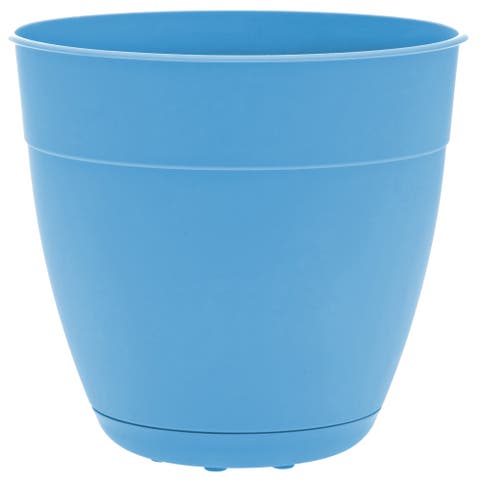 12 Inch Dayton Planter With Saucer Tray, Ocean Blue
