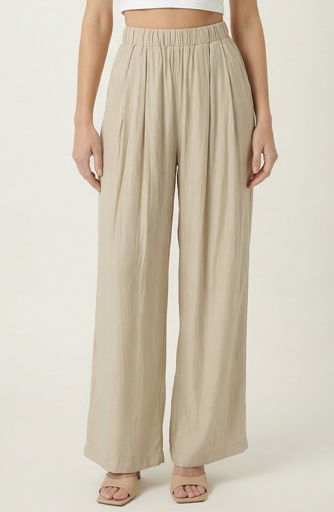 Elastic Waist Flowing Wide Leg Pants