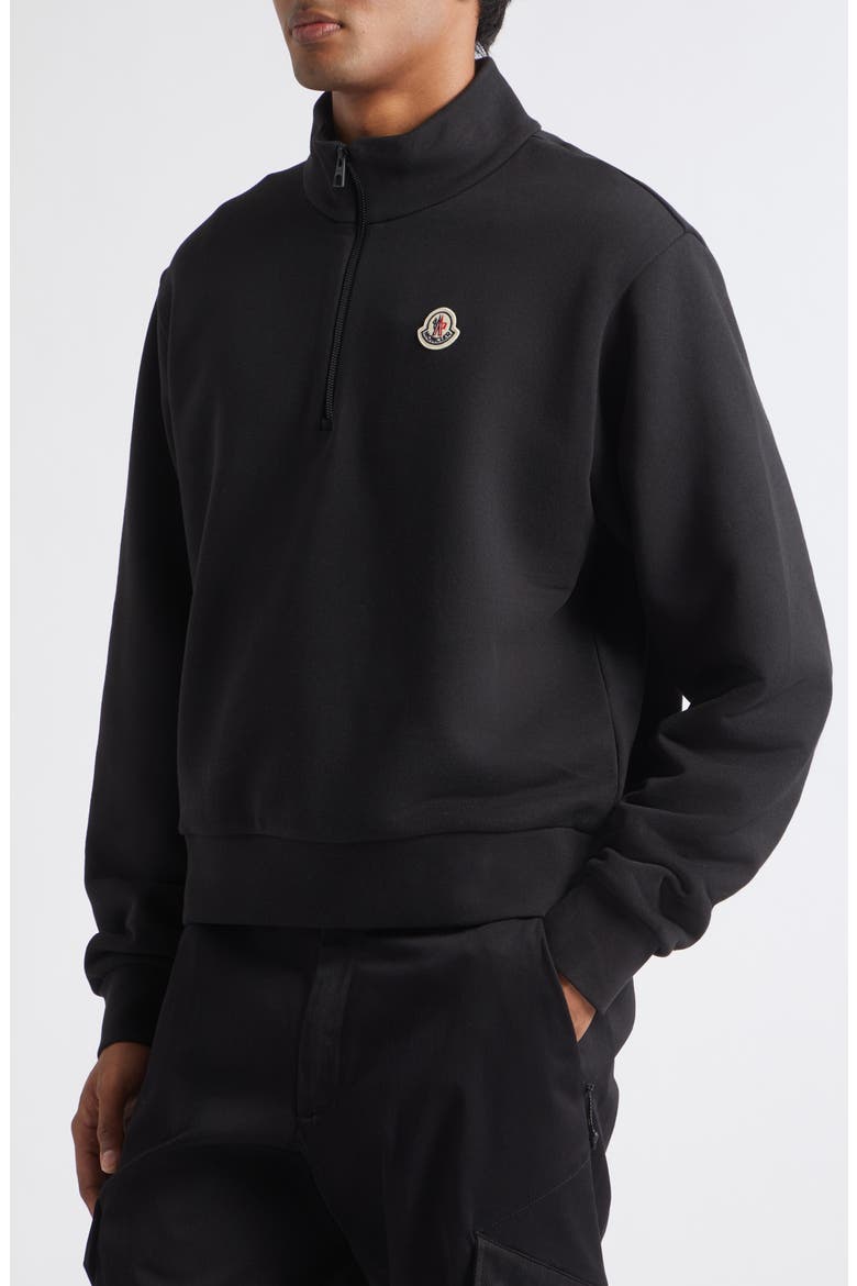 Quarter Zip Cotton Pullover, Alternate, color, BLACK