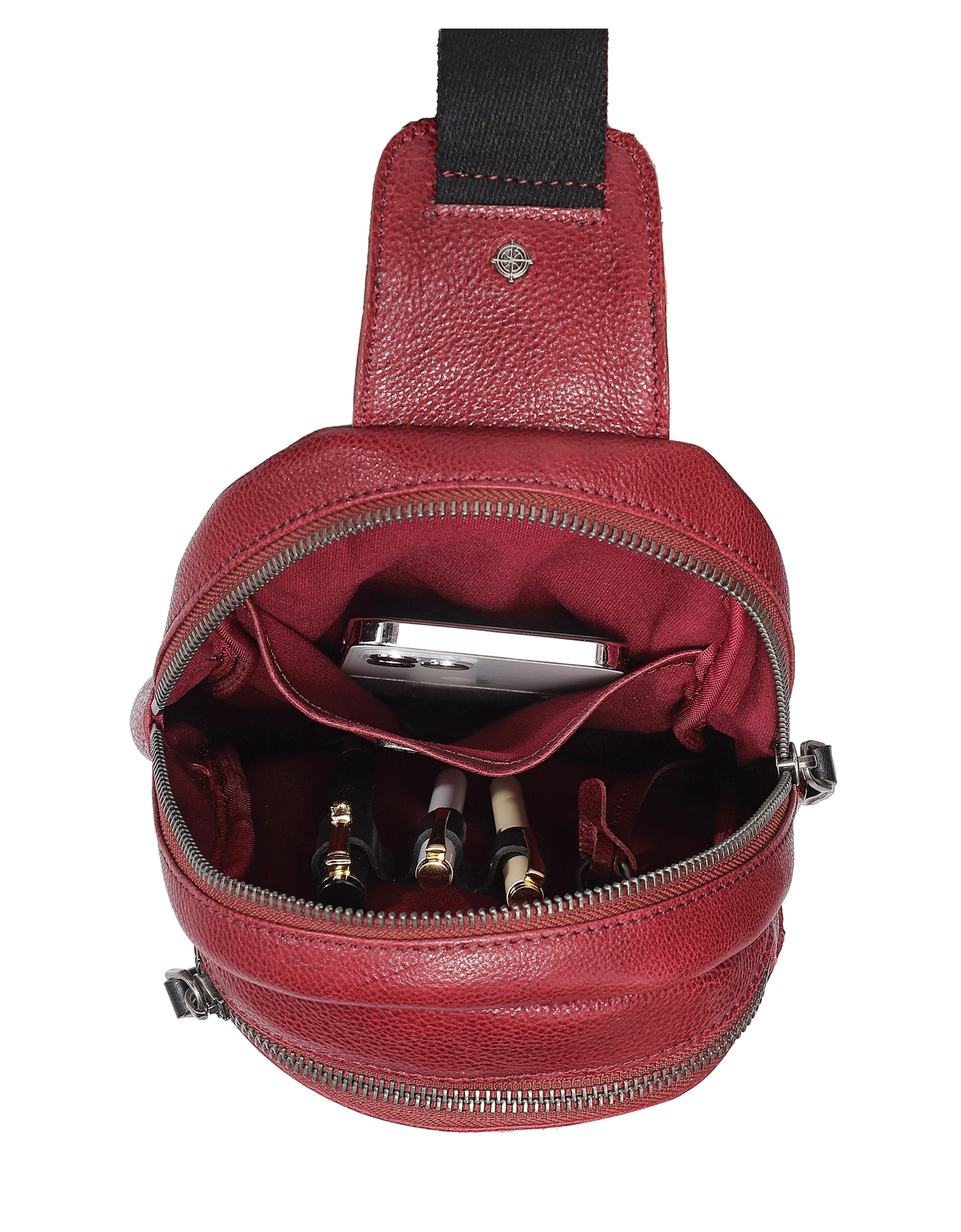 Fern Genuine Leather Compact Crossbody Sling Bag, Alternate, color, Burgundy