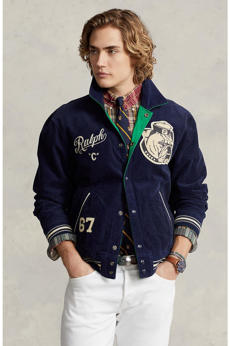リバーシブル　Polo Ralph Lauren ジャケット Polo Ralph Lauren Reversible Corduroy Varsity Jacket (Men) | Nordstrom