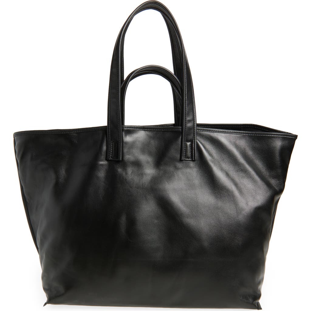 KASSL Leather Tote in Black/Oil Black  product