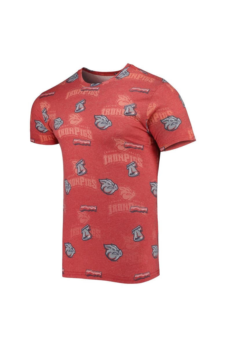 BOXERCRAFT Men's Red Lehigh Valley IronPigs Allover Print Crafted T-Shirt, Alternate, color, Red