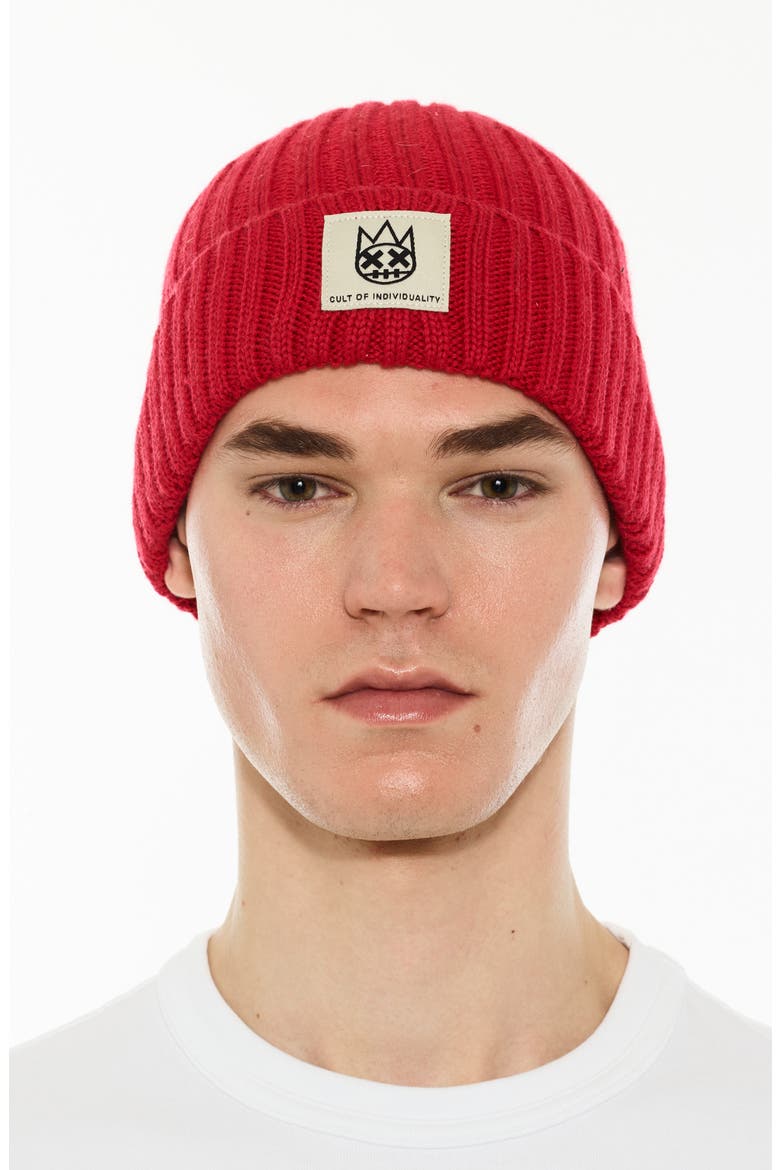Rib Cuff Wool Blend Beanie, Main, color, ROUGE RED
