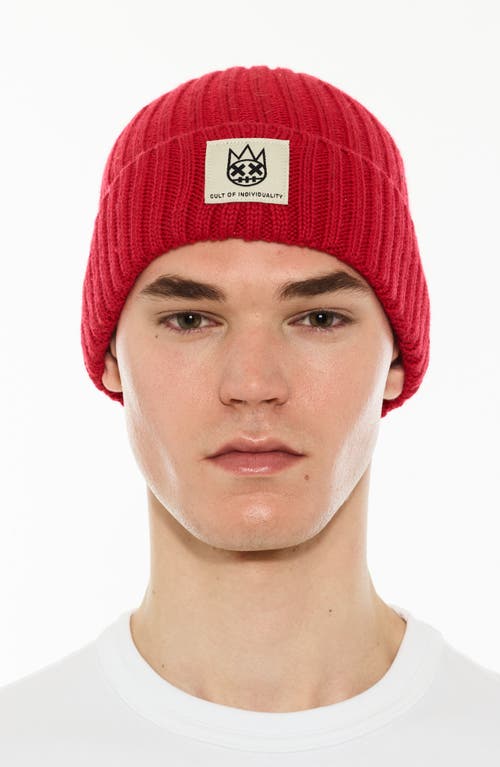 Cult Of Individuality Rib Cuff Wool Blend Beanie In Red