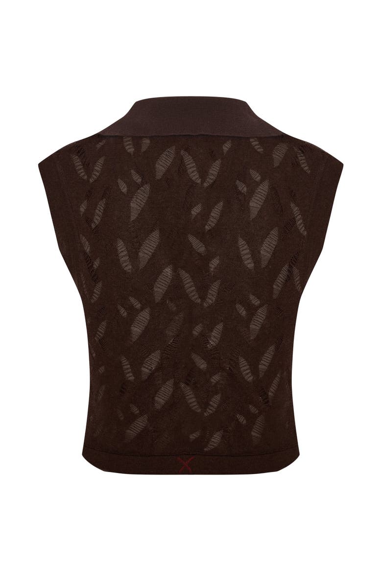 Cropped Ripped Knit Top, Alternate, color, Brown