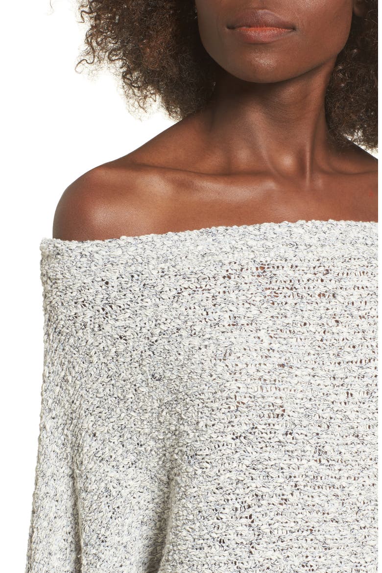 Textured Off the Shoulder Sweater, Alternate, color, GREY MICRO