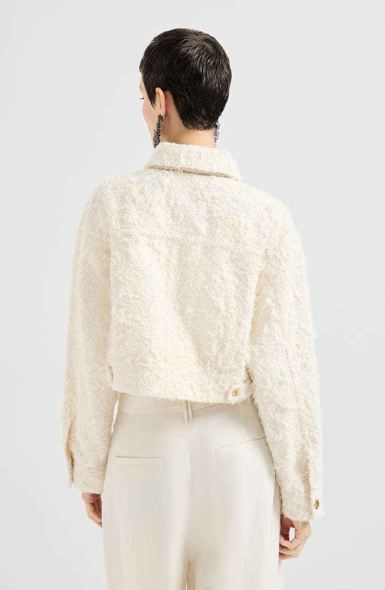 Brunello Cucinelli Fuzzy denim outerwear jacket, Alternate, color, Ivory