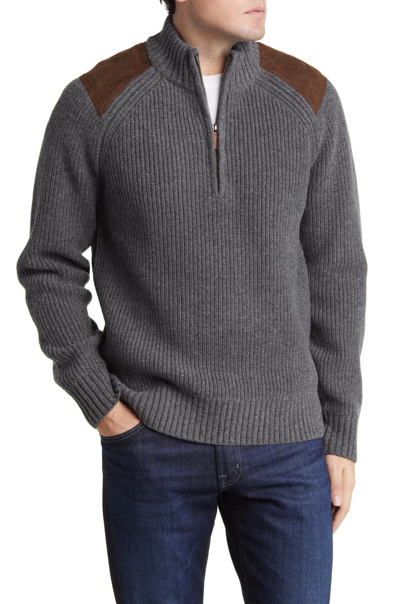 Brooks Brothers Military Wool Half Zip Sweater, Main, color, 