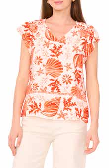 Vince Camuto Flutter Sleeve Challis Top