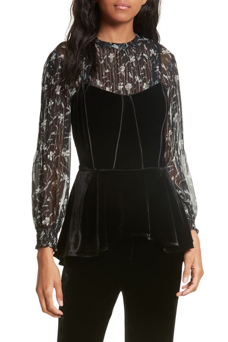 Sebastian Velvet Bustier Camisole, Main, color, BLACK
