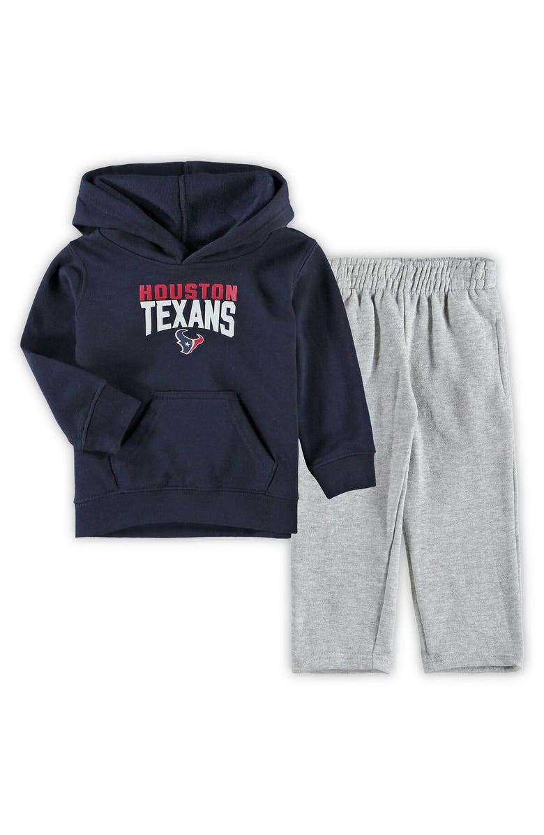 Outerstuff Toddler Navy/Heathered Gray Houston Texans Fan Flare Pullover Hoodie & Sweatpants Set, Main, color, 