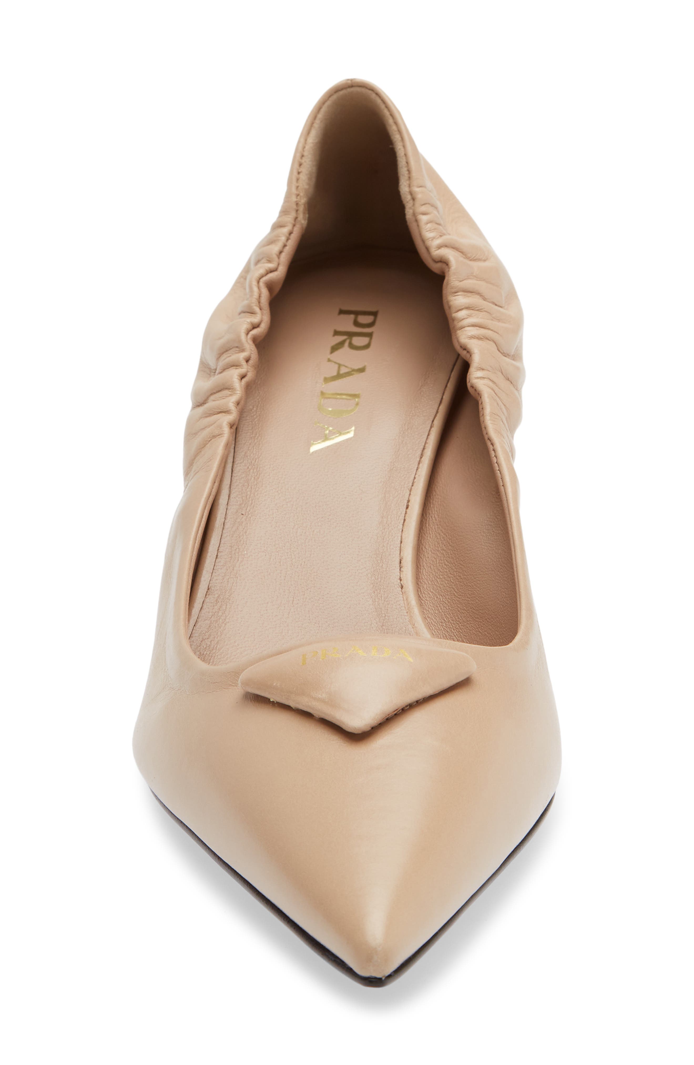 Triangle Logo Pointed Toe Pump, Alternate, color, SABBIA