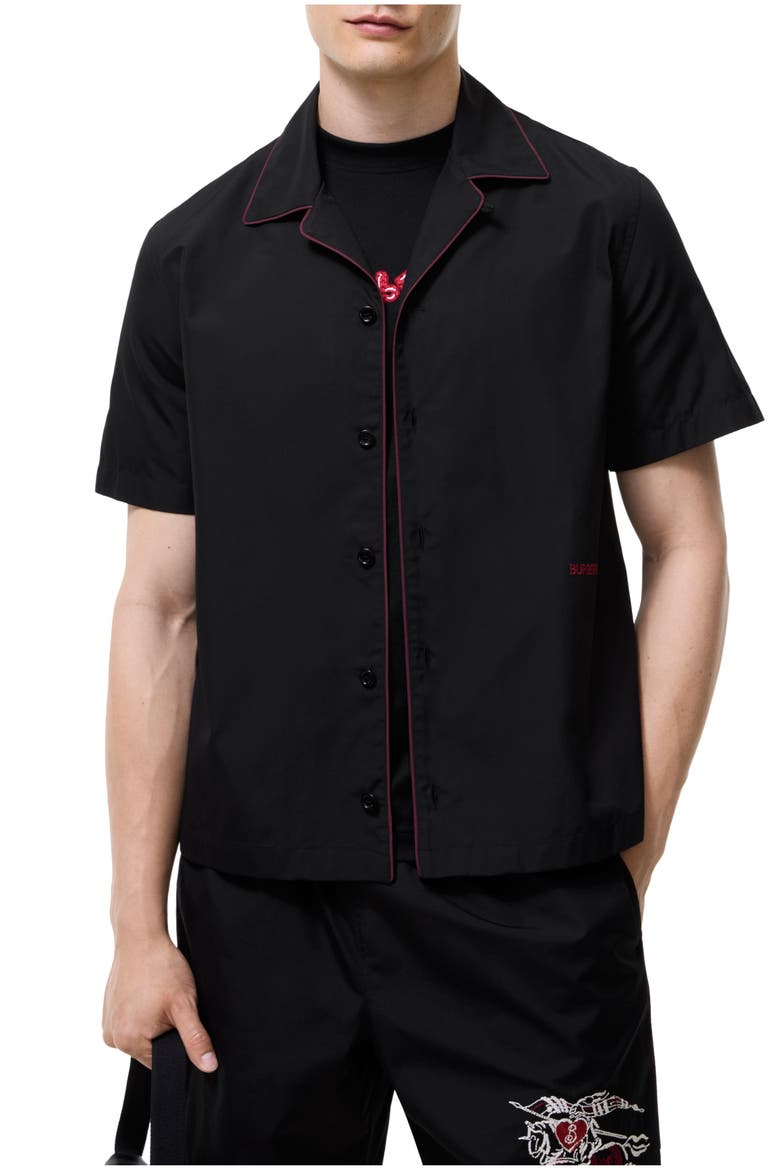 Relaxed Fit Knight Heart Cotton Shirt, Main, color, Black