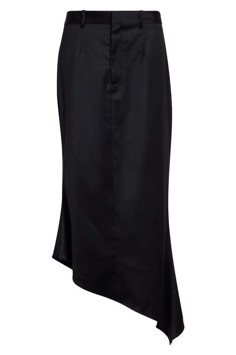 Tailored Angular Stretch Wool Skirt, Alternate, color, BLACK