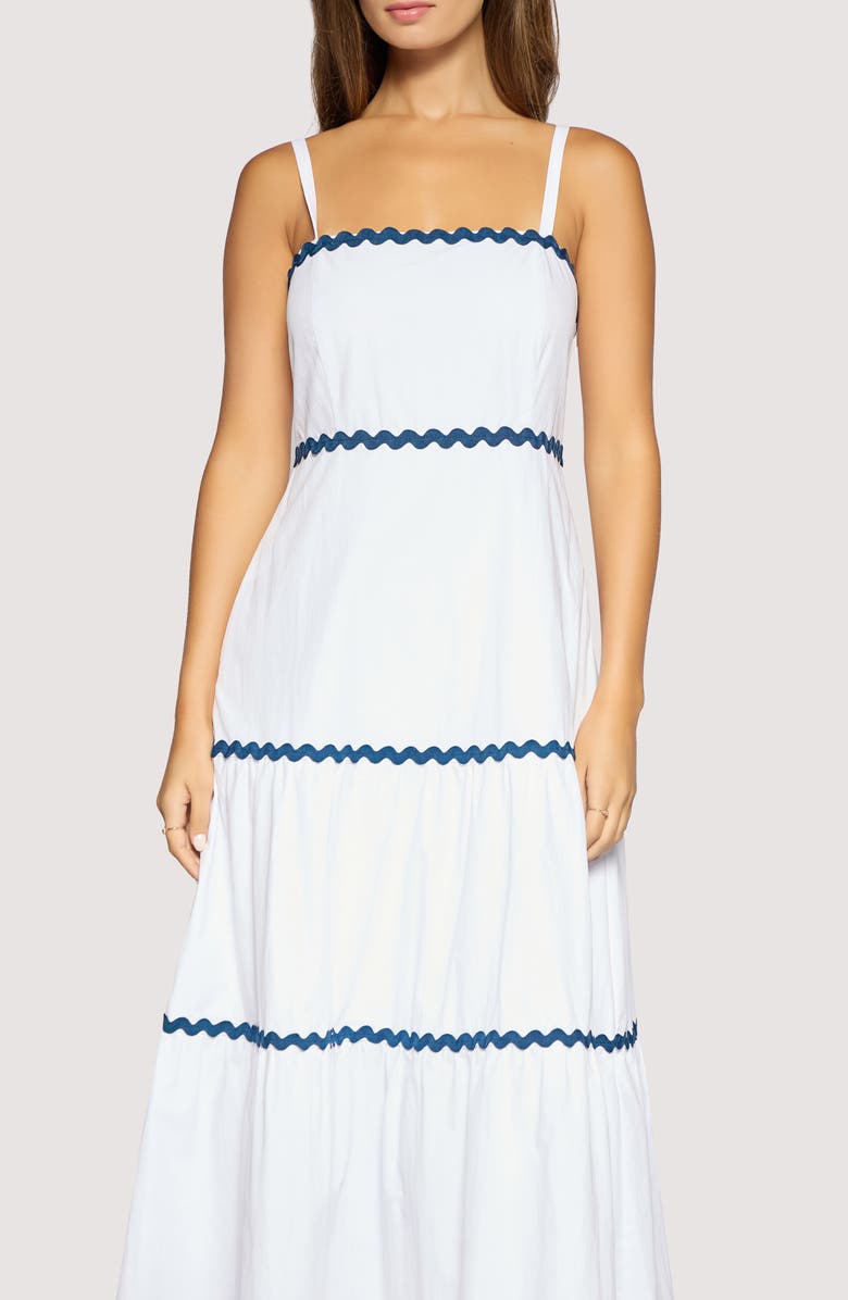 Lost + Wander Luciana Tiered Maxi Sundress, Alternate, color, White-Navy