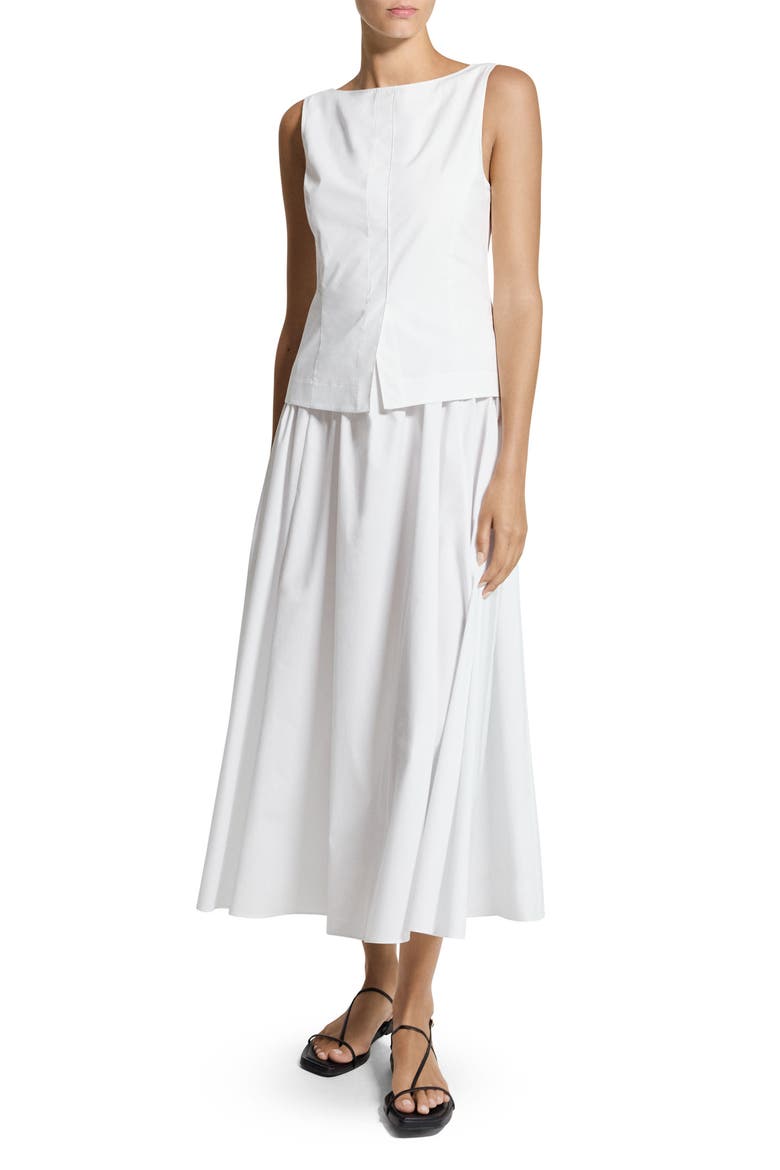 Sleeveless Boatneck Midi Dress, Main, color, WHITE