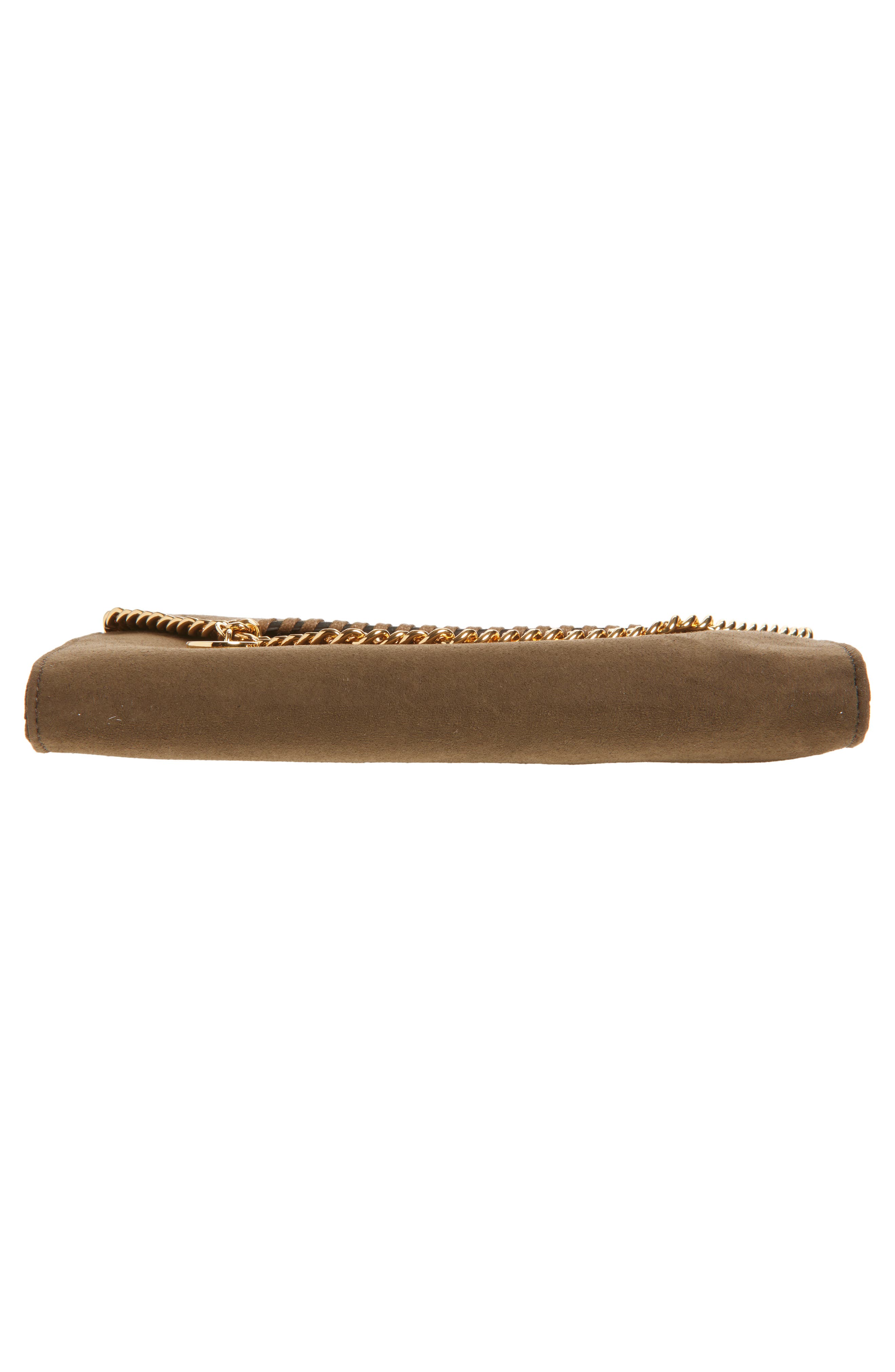 Falabella Faux Suede Wallet on a Chain, Alternate, color, MOKA