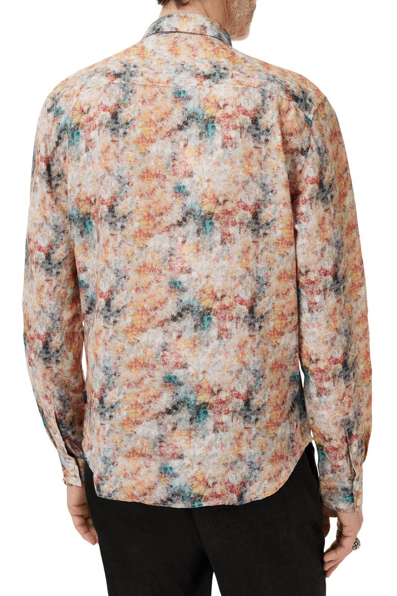 Luca Paint Pattern Button-Up Shirt, Alternate, color, BUTTERCUP