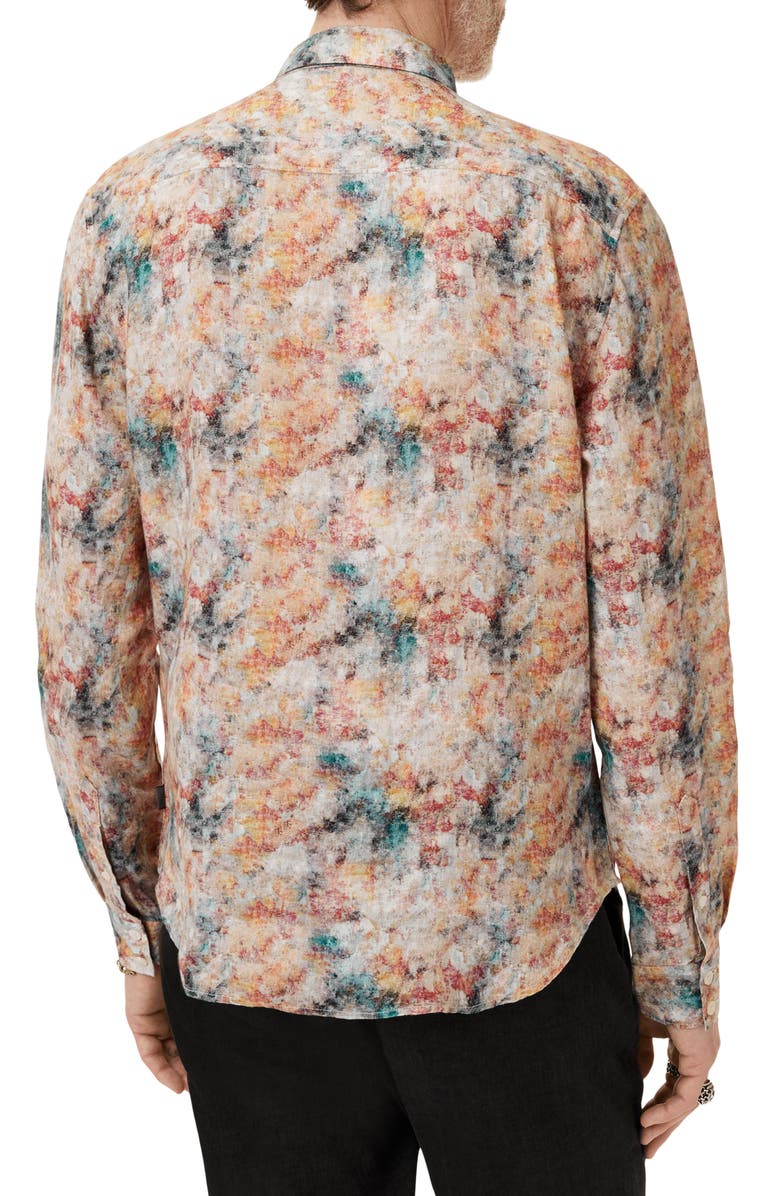 John Varvatos Luca Paint Pattern Button-Up Shirt, Alternate, color, Buttercup