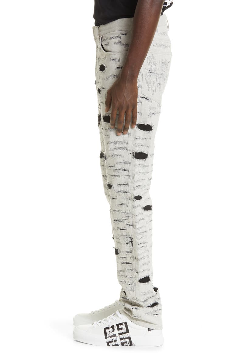 Disney x Givenchy '101 Dalmatians' Destroyed Slim Fit Jeans, Alternate, color, WHITE/ BLACK