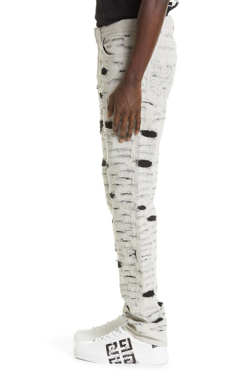 Givenchy Disney x Givenchy '101 Dalmatians' Destroyed Slim Fit Jeans, Alternate, color,
