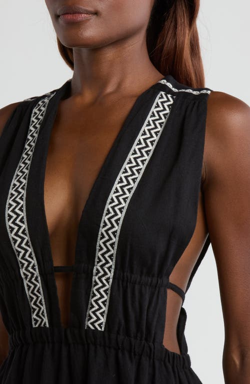 Lemlem Lelisa Plunge Cotton Blend Maxi Dress In Lulit Black