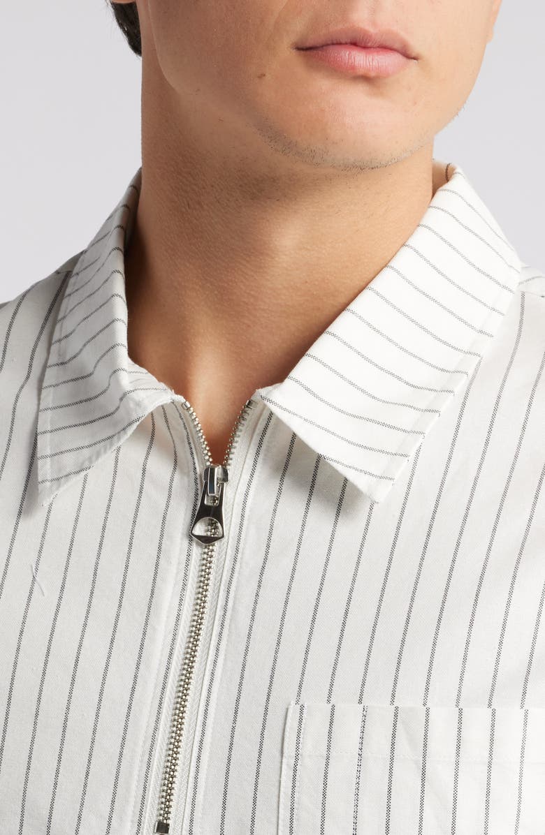 Schott NYC Stripe Quarter Zip Shirt, Alternate, color, White