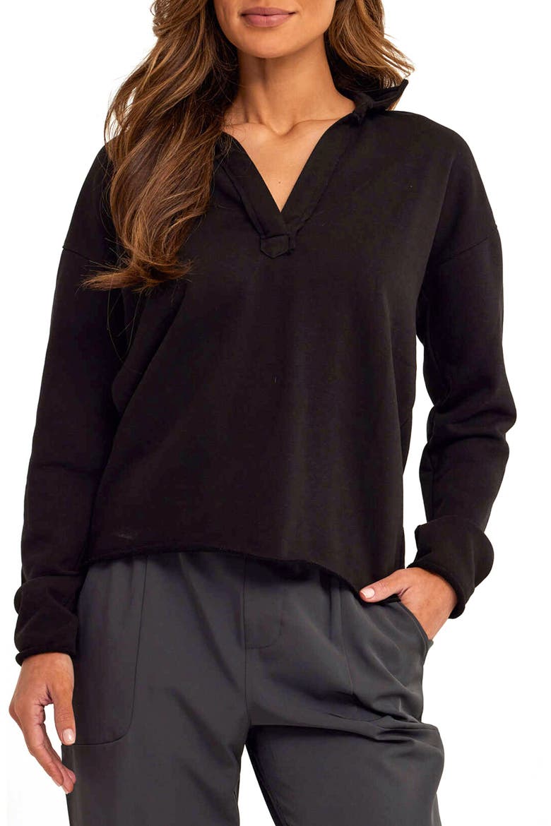 Lucetta Cotton Blend Knit Top, Main, color, BLACK