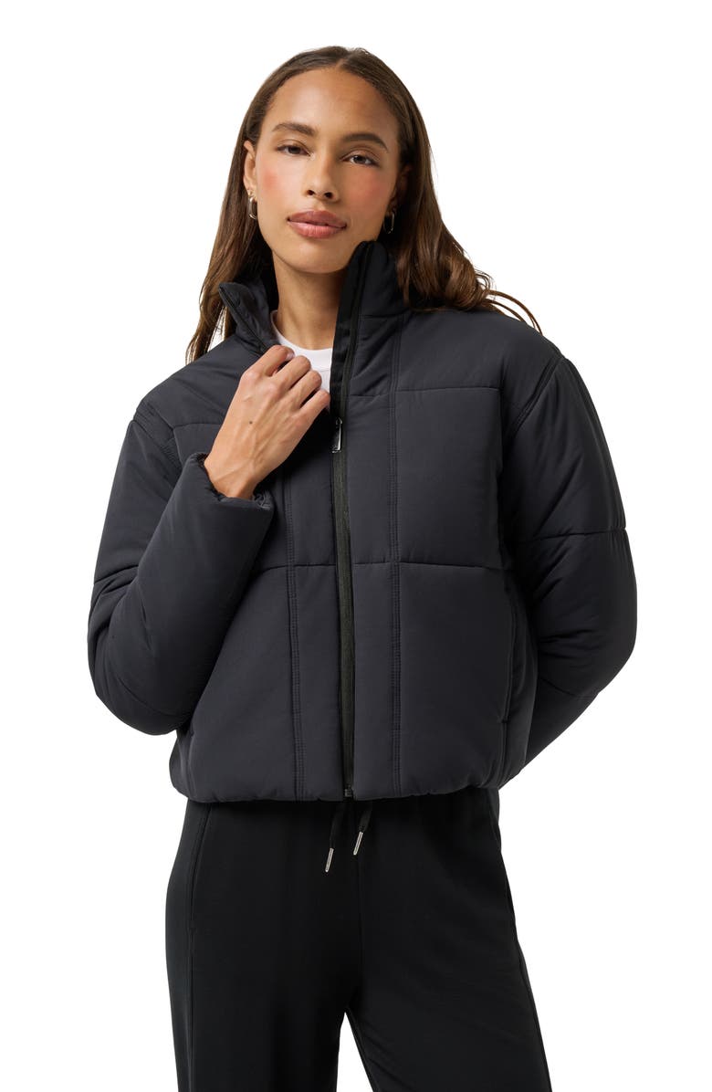 TravisMathew Mont Blanc 3.0 Quilted Crop Puffer Jacket, Alternate, color, Black
