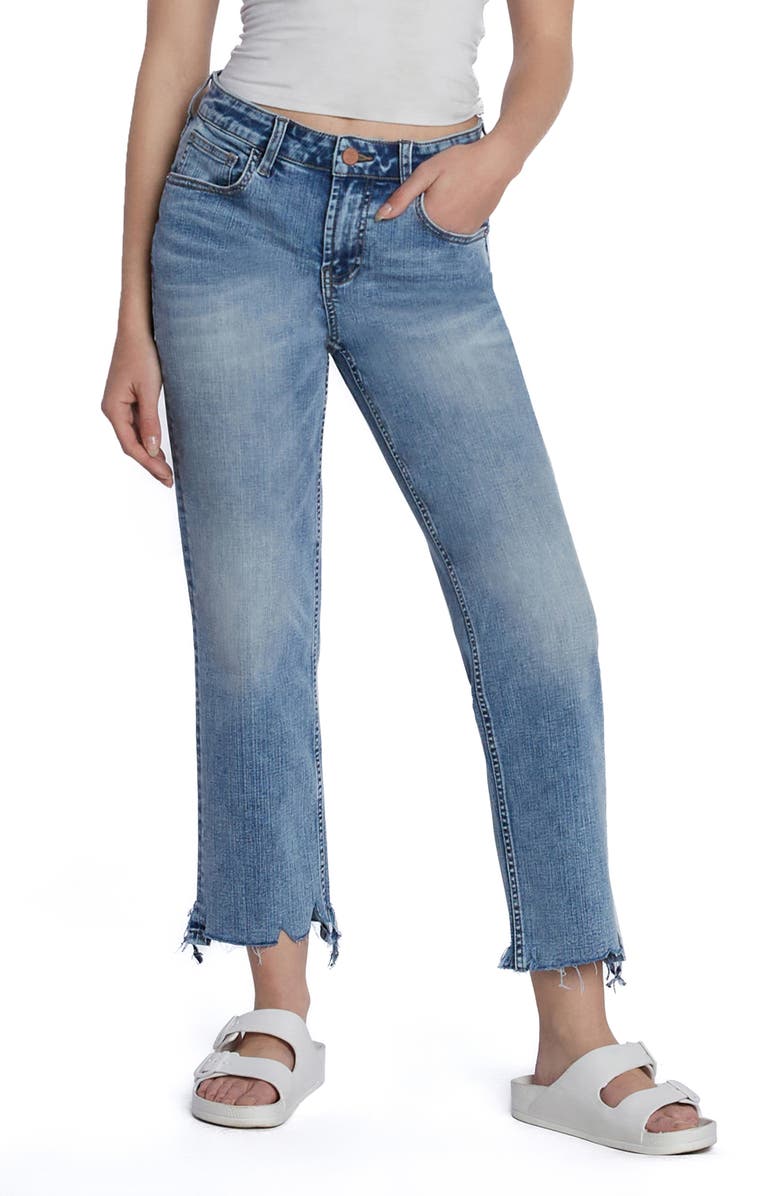 HINT OF BLU Chew Hem Crop Boyfriend Jeans, Alternate, color,